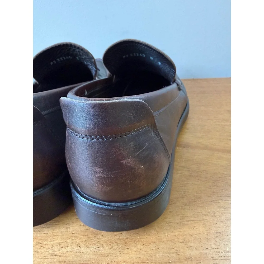 Ferragamo Moccasin Gancini Bit Men's 9 D Calf Leather Brown Loafers Italy